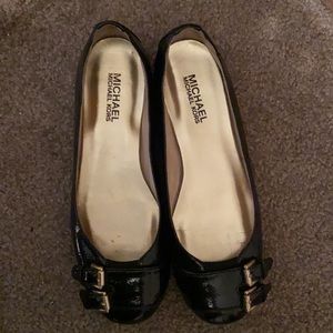 Black leather flats